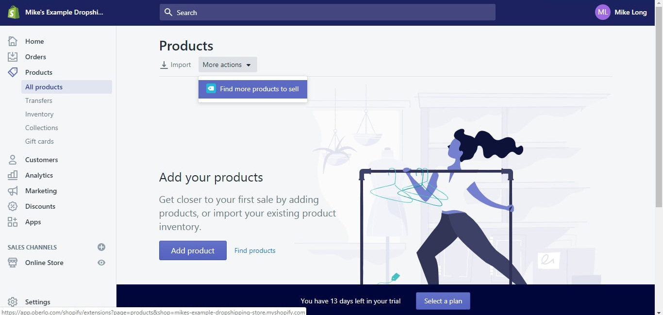 adding products using oberlo