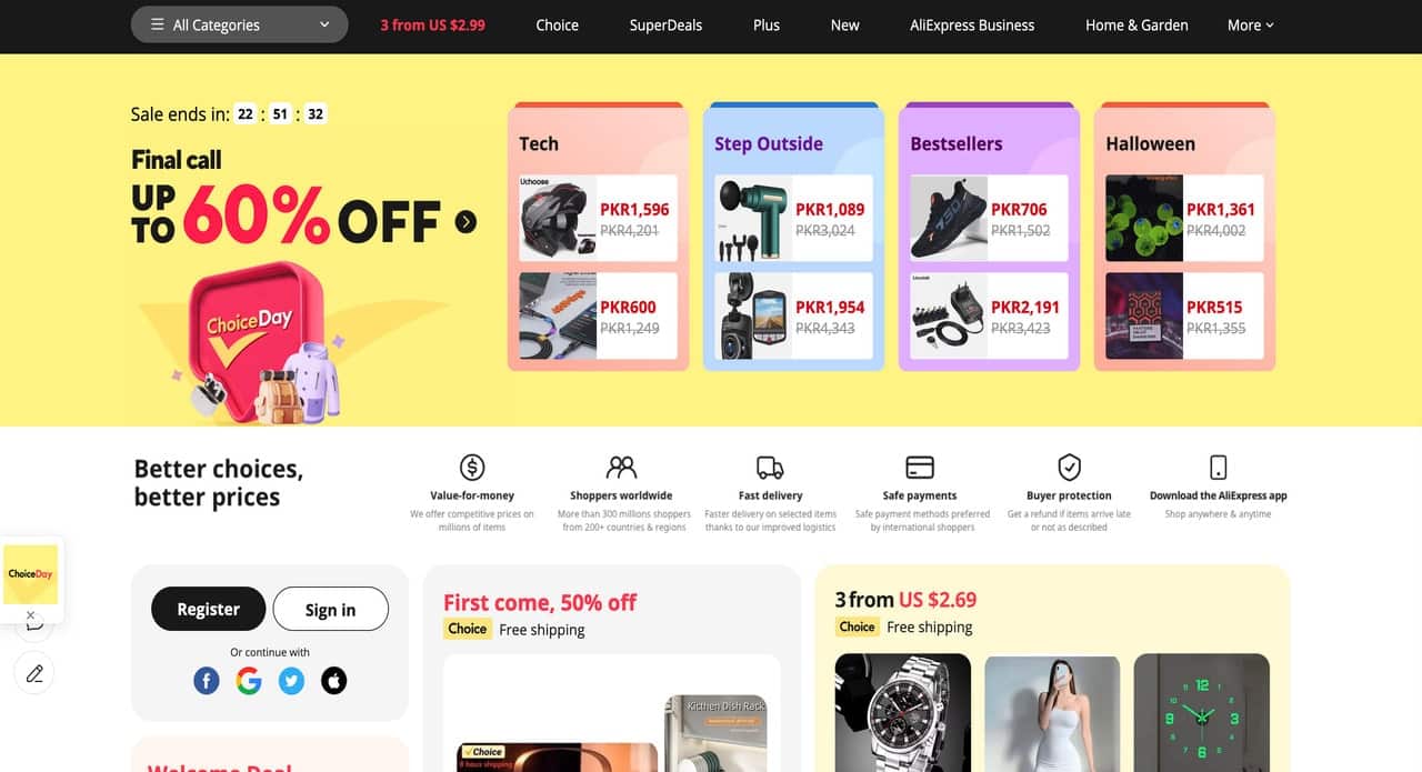 Popular e commerce platforms: ali express