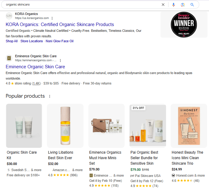 Ecommerce Competitive Analysis - Google Search Example