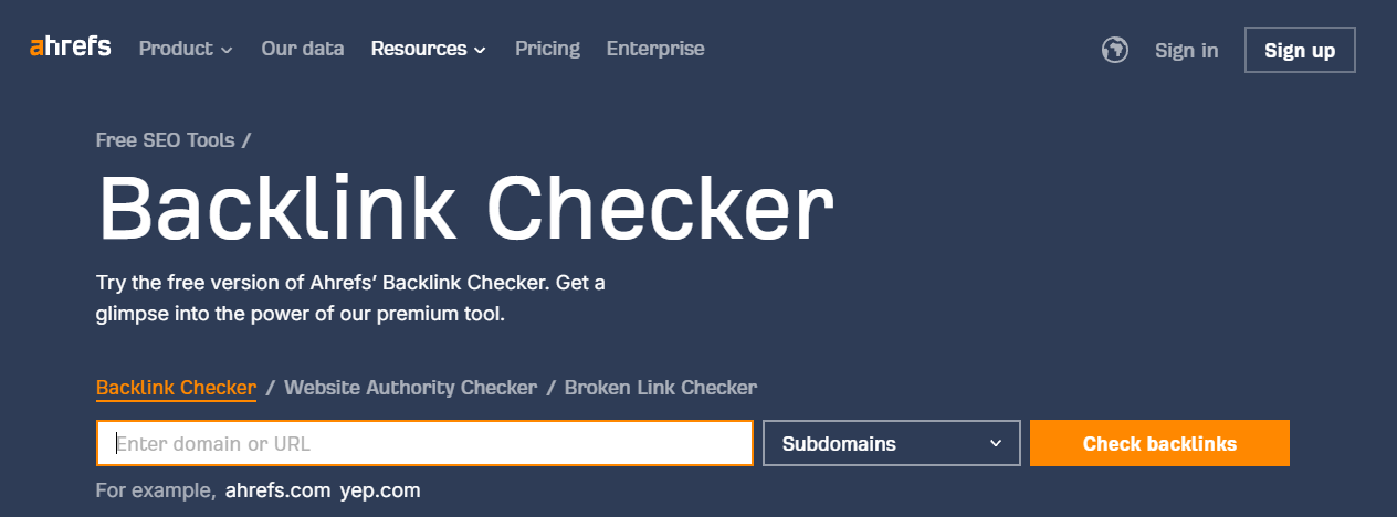 Ecommerce Competitive Analysis - Ahrefs Backlink Checker